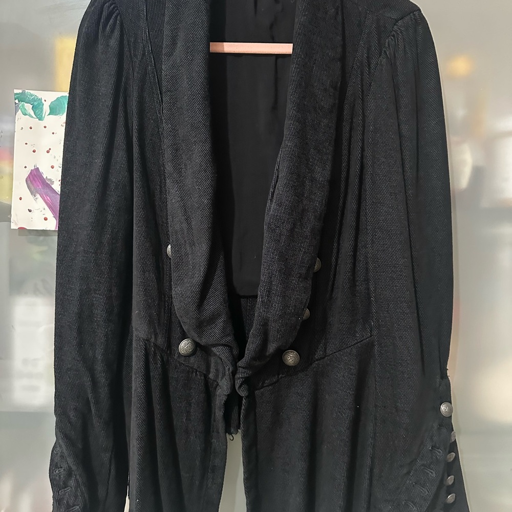 Free People Black Buttoned Blazer